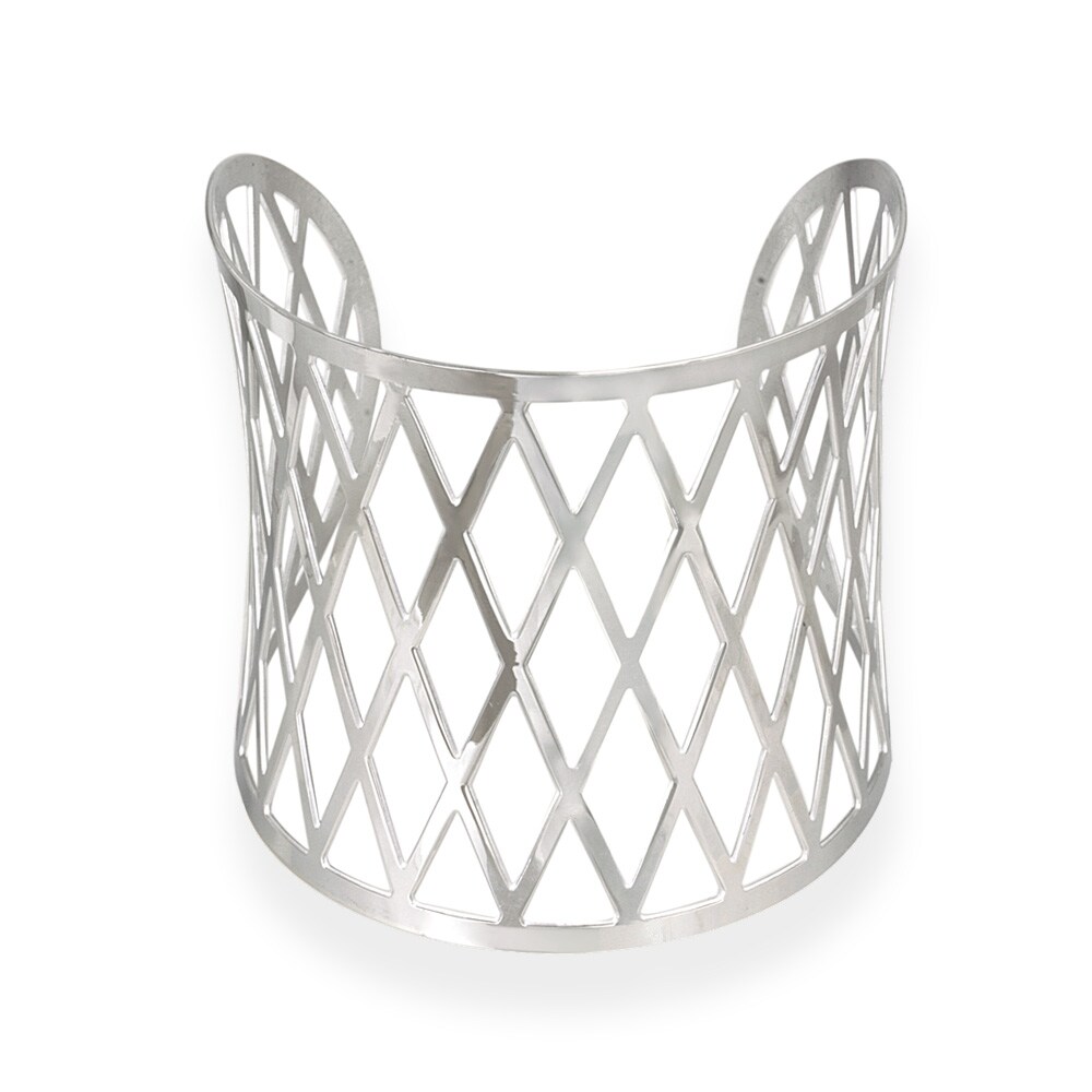 Mondevio Stainless Steel Diamond Design Cuff Bracelet Overstock 6369409