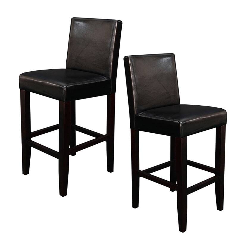 Villa Faux Leather Black Counter Stools (Set of 2)