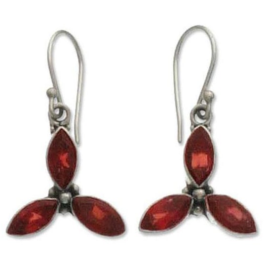 Handmade Sterling Silver Helix Garnet Earrings Indonesia Handmade Sterling Silver X27 Helix Garnet Earrings