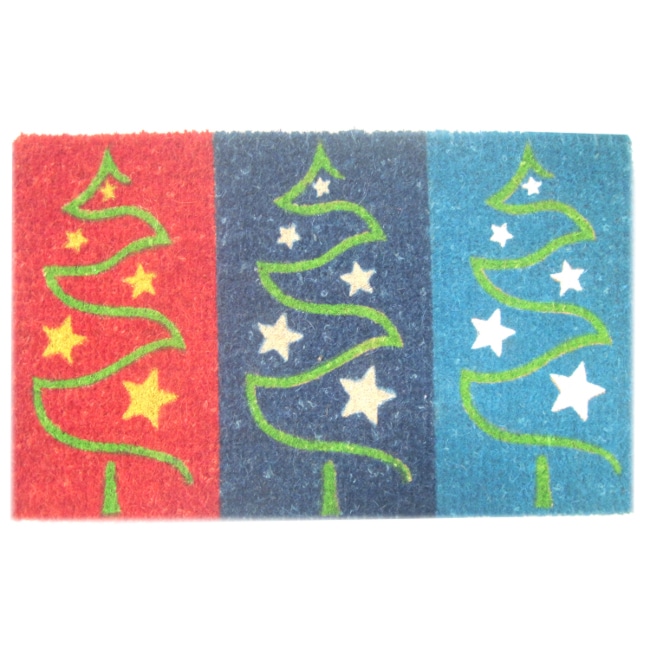 Three Christmas Tree Coir Door Mat