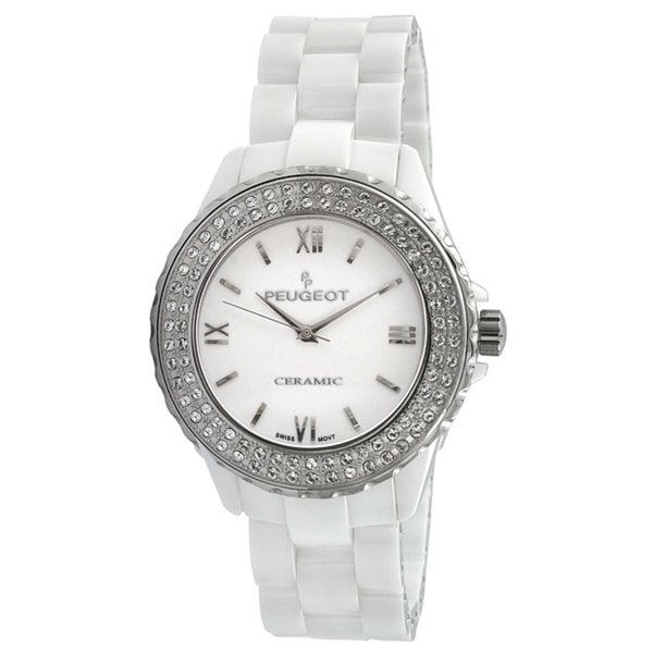 Peugeot Womens Swiss Ceramic Crystal White Dial Watch  