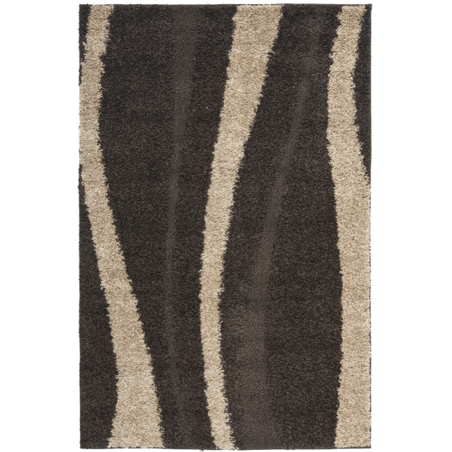 Ultimate Cream/ Dark Brown Shag Polypropylene Rug (33 X 53)