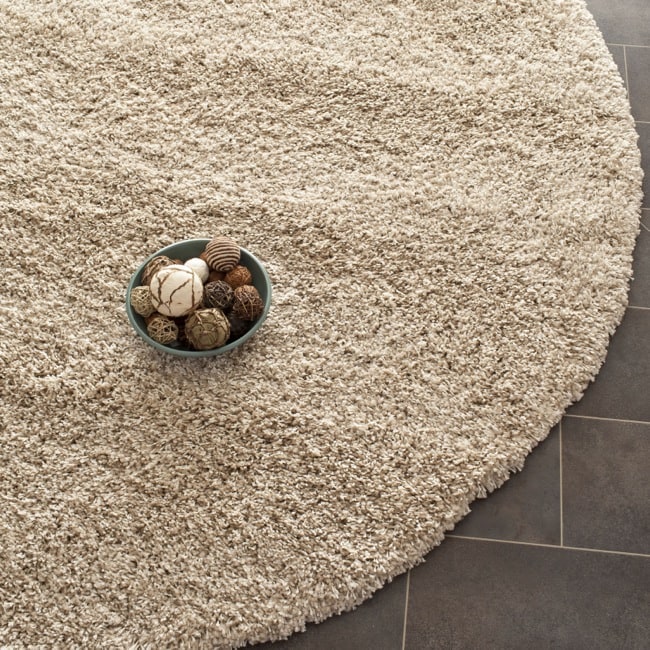 Cozy Beige Shag Rug (6 7 Round)