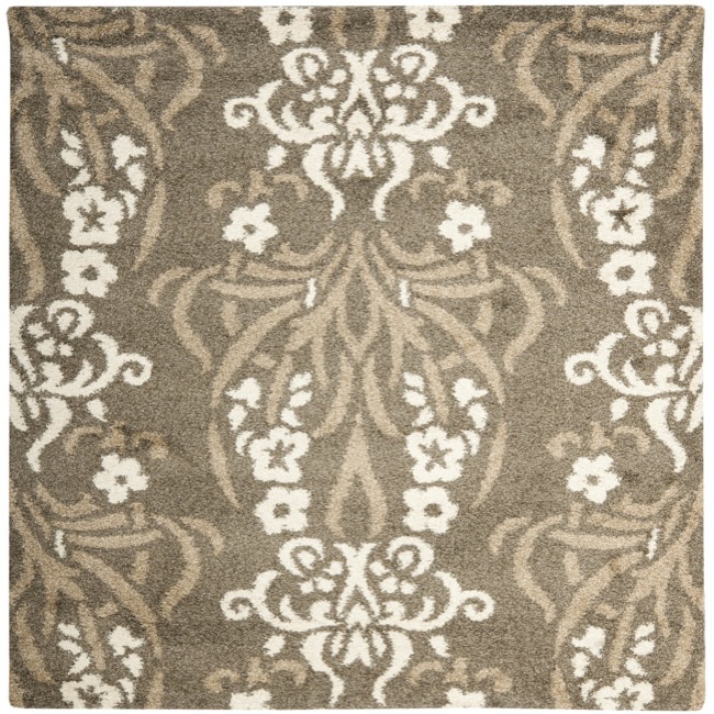 Ultimate Smoke/ Beige Polypropylene Shag Rug (6 7 Square)