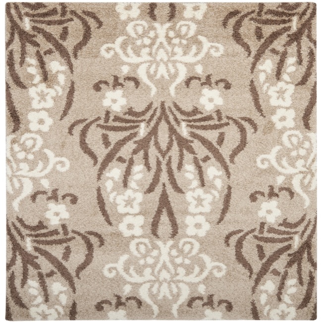 Ultimate Beige/cream Shag Area Rug (6 7 Square)