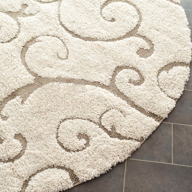 Ultimate Cream/ Beige Polypropylene Shag Rug (67 Round)