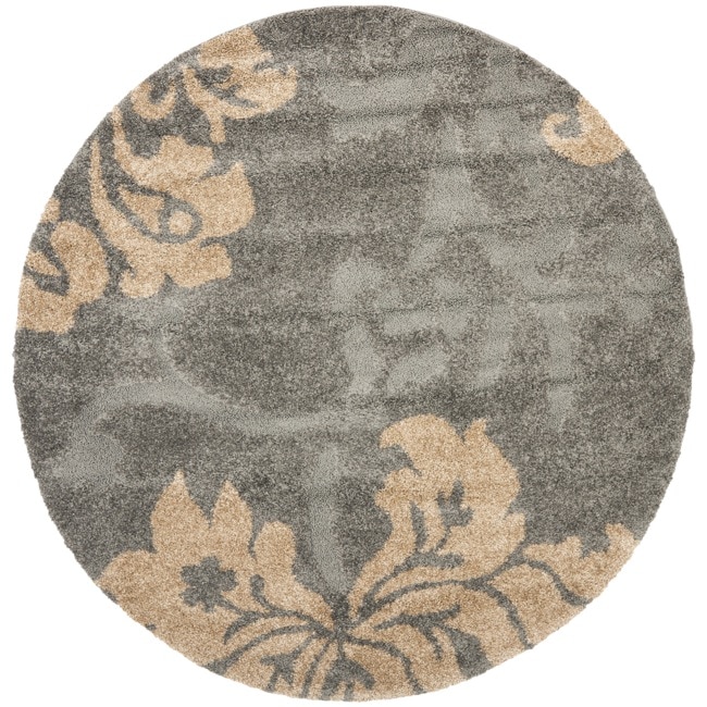 Ultimate Dark Grey/ Beige Shag Rug (6 7 Round)