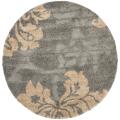 Safavieh Florida Shag Dark Grey/ Beige Floral Round Rug - 6'7" x 6'7" round