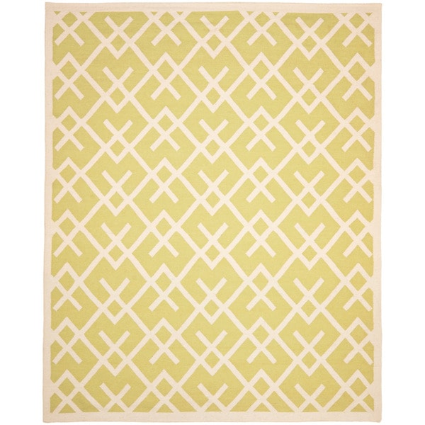 Safavieh Hand-woven Moroccan Reversible Dhurrie Light Green/ Ivory Wool Rug - 10' x 14'