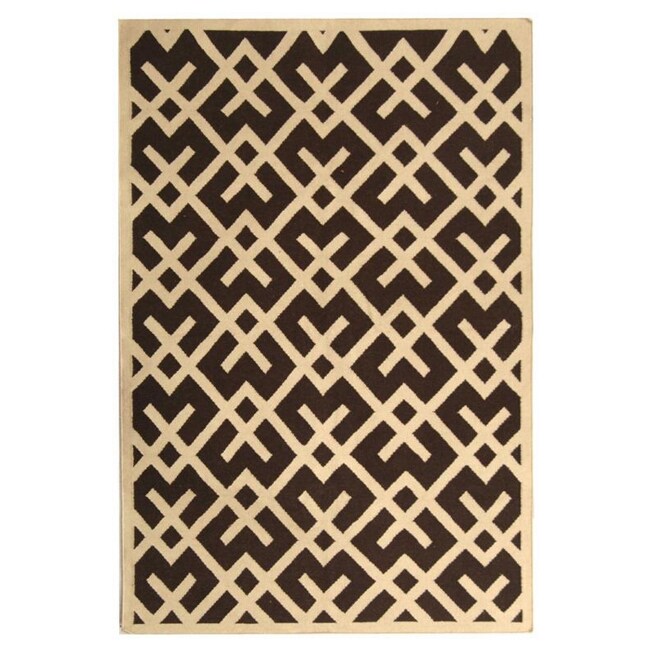 Safavieh Handwoven Moroccan Dhurrie Chocolate/ Ivory Wool Area Rug (10 X 14)