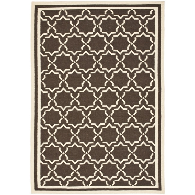 Moroccan Chocolate/ivory Dhurrie Wool Area Rug (5 X 8)