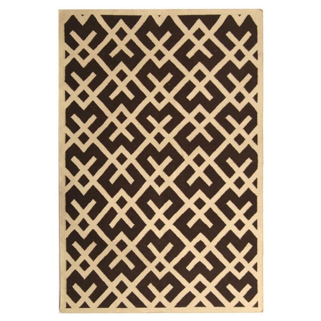 Safavieh Hand woven Moroccan Dhurrie Chocolate/ Ivory Wool Rug (5 X 8)