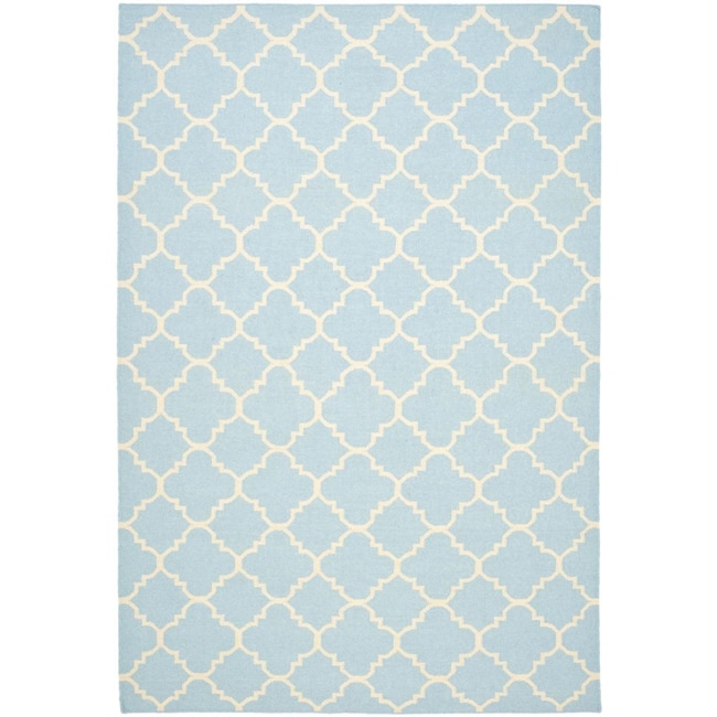 Moroccan Light Blue/ivory Dhurrie Transitional Wool Rug (10 X 14)