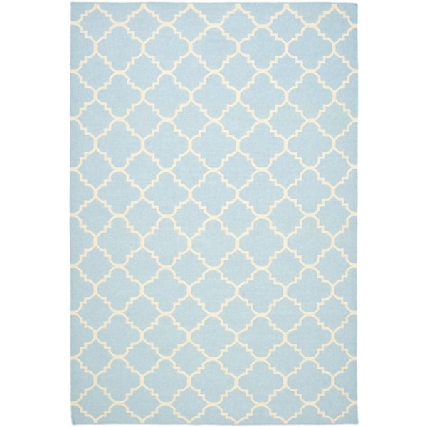 Safavieh Moroccan Light Blue/Ivory Reversible Dhurrie Wool Area Rug (9' x 12')