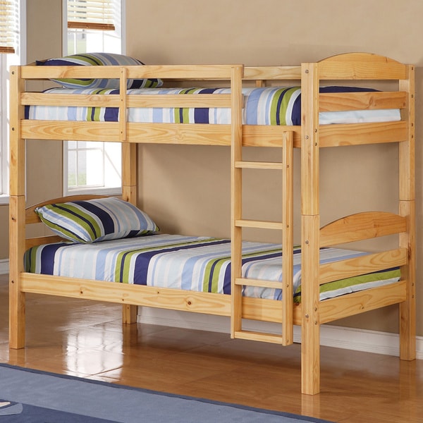 Natural Wood Twin Over Twin Solid Bunk Bed - Free Shipping ...