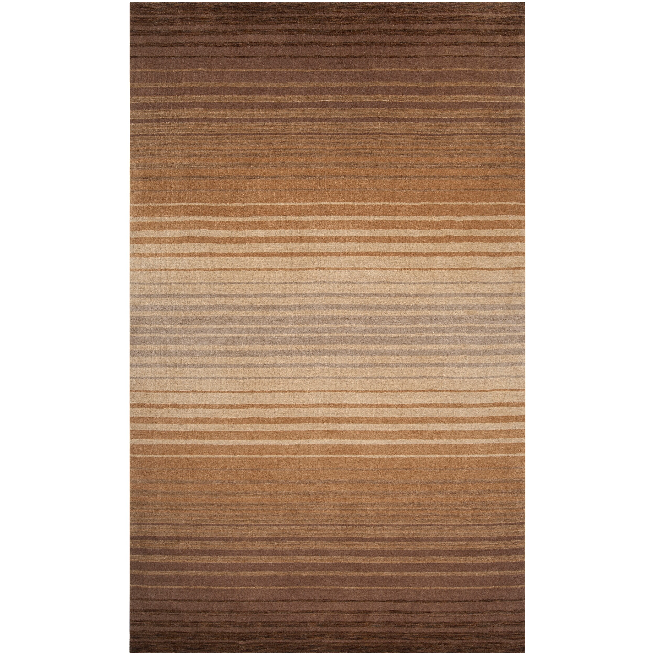 Hand crafted Brown/beige Ombre Indus Valley Wool Rug (5 X 8)