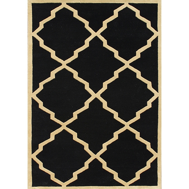 Handmade Metro Black Wool Rug (7 X 9)