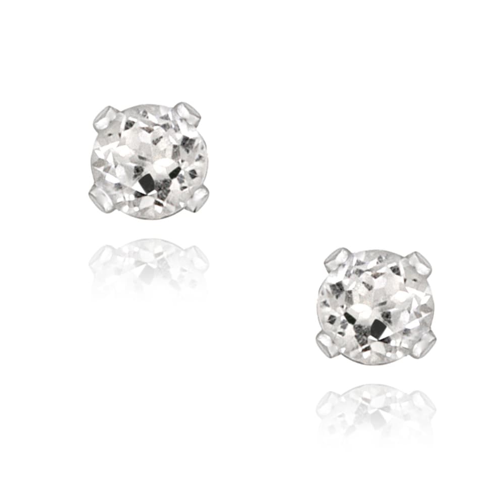 Glitzy Rocks Sterling Silver 3mm White Topaz Stud Earrings On Glitzy Rocks Sterling Silver 3mm White Topaz Stud Earrings
