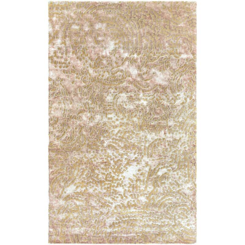Hand-knotted Kenilworth Abstract Design Wool Area Rug - 5' x 8' - 5' x 8' - 5' x 8' - Gold