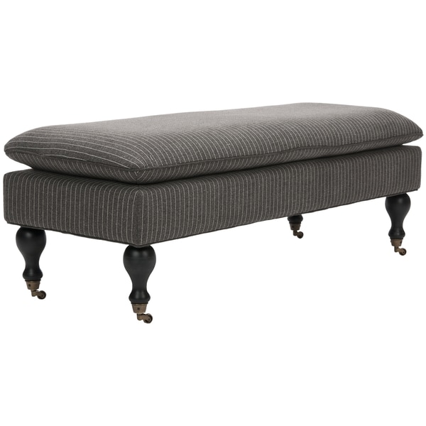 Mansfield Grey Pinstripe Pillowtop Ottoman Safavieh Benches