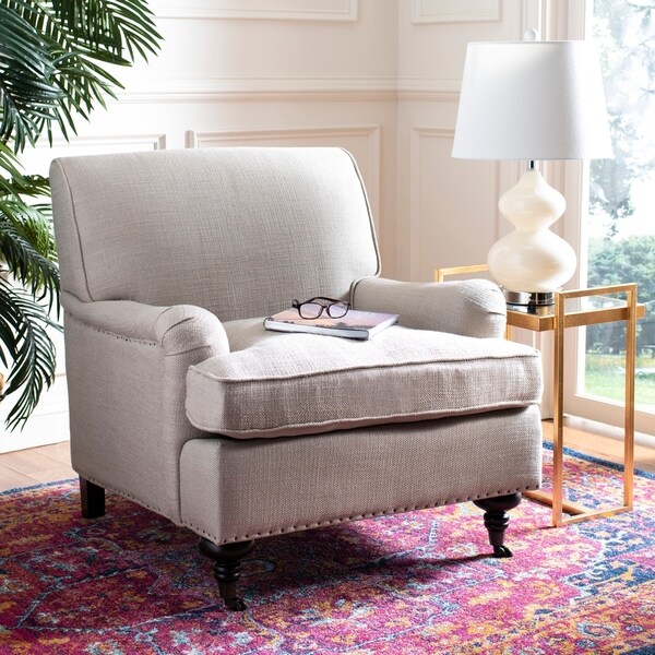 Shop Safavieh Nottingham Taupe Nailhead Club Chair - On Sale - Free