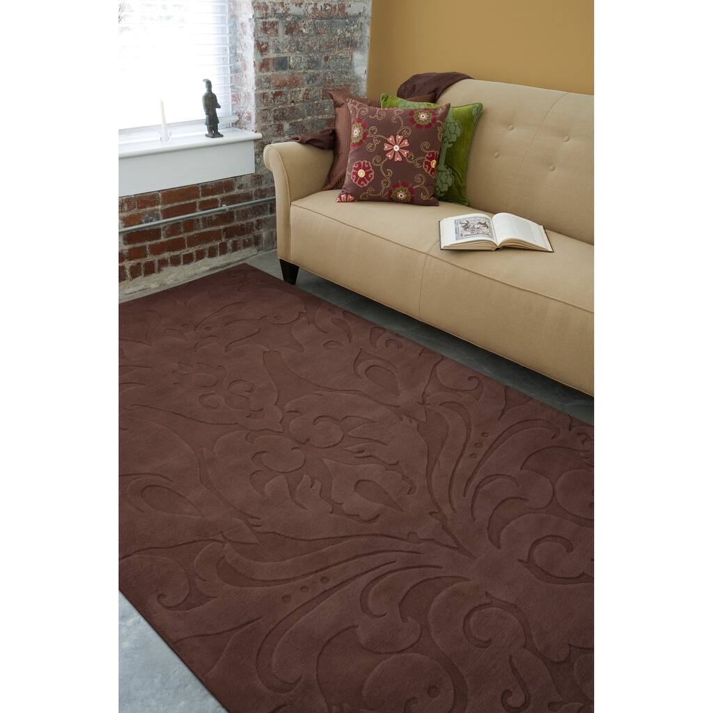 Loomed Holsworthy Damask Pattern Wool Area Rug - 5' x 8'