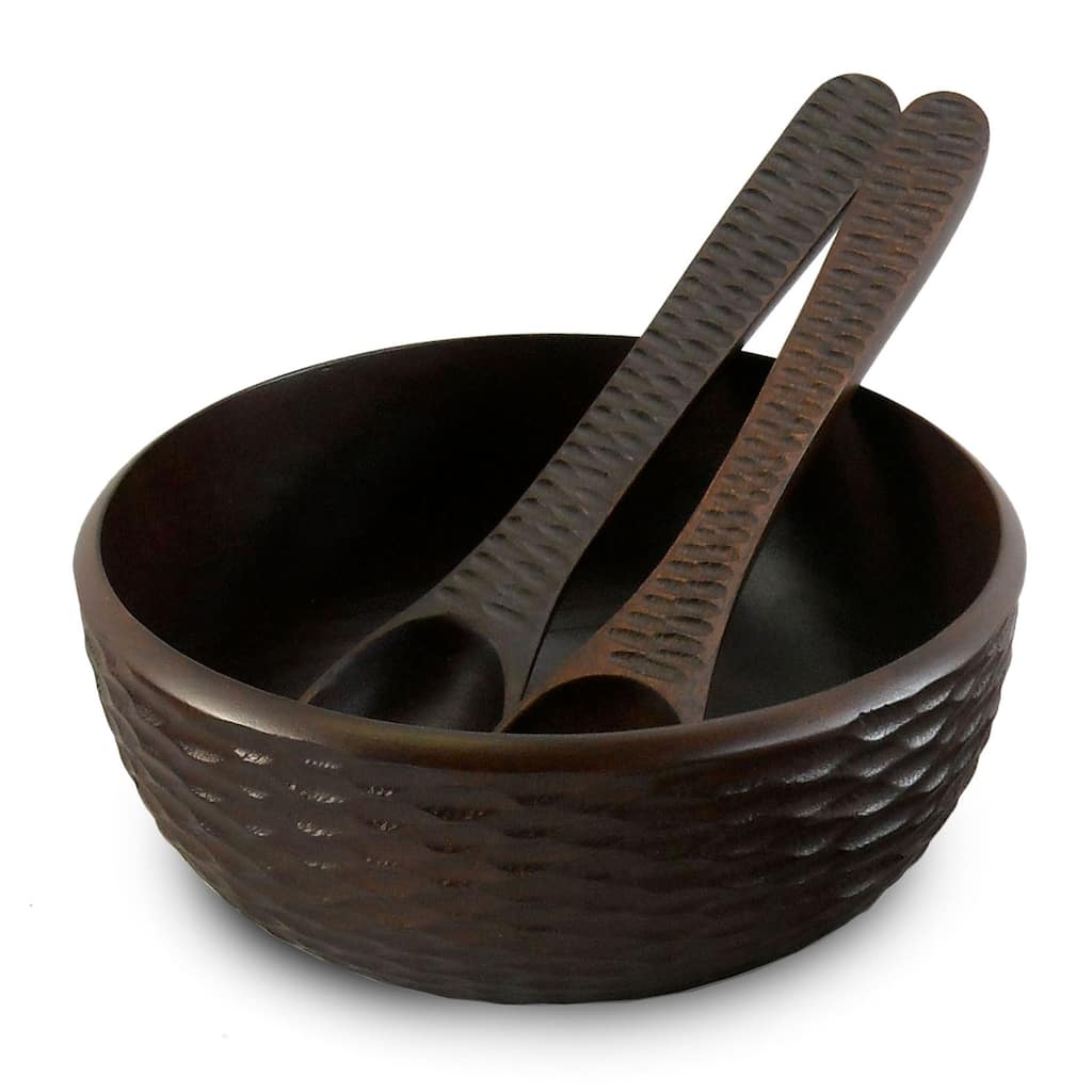 Handmade Chocolate Mango Wood 3-piece Serving Bowl Set (Thailand)