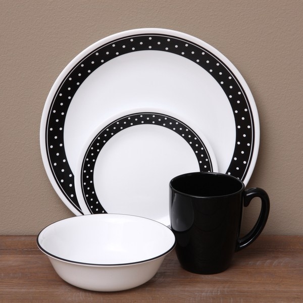 Shop Corelle Livingware Brilliant Black Dots 16-piece Dinnerware Set - Overstock - 6373074