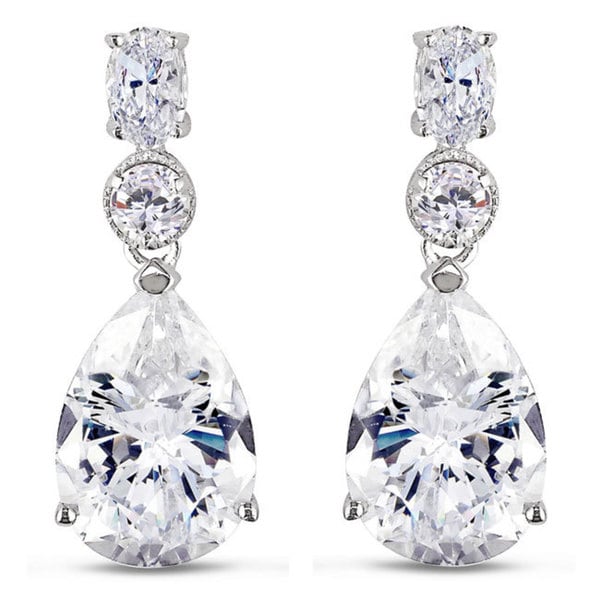 Shop Miadora Sterling Silver Cubic Zirconia Dangle Earrings (18ct TGW ...