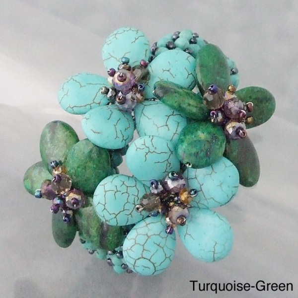 Gemstone Stone Floral Bouquet Cuff (Thailand) Bracelets