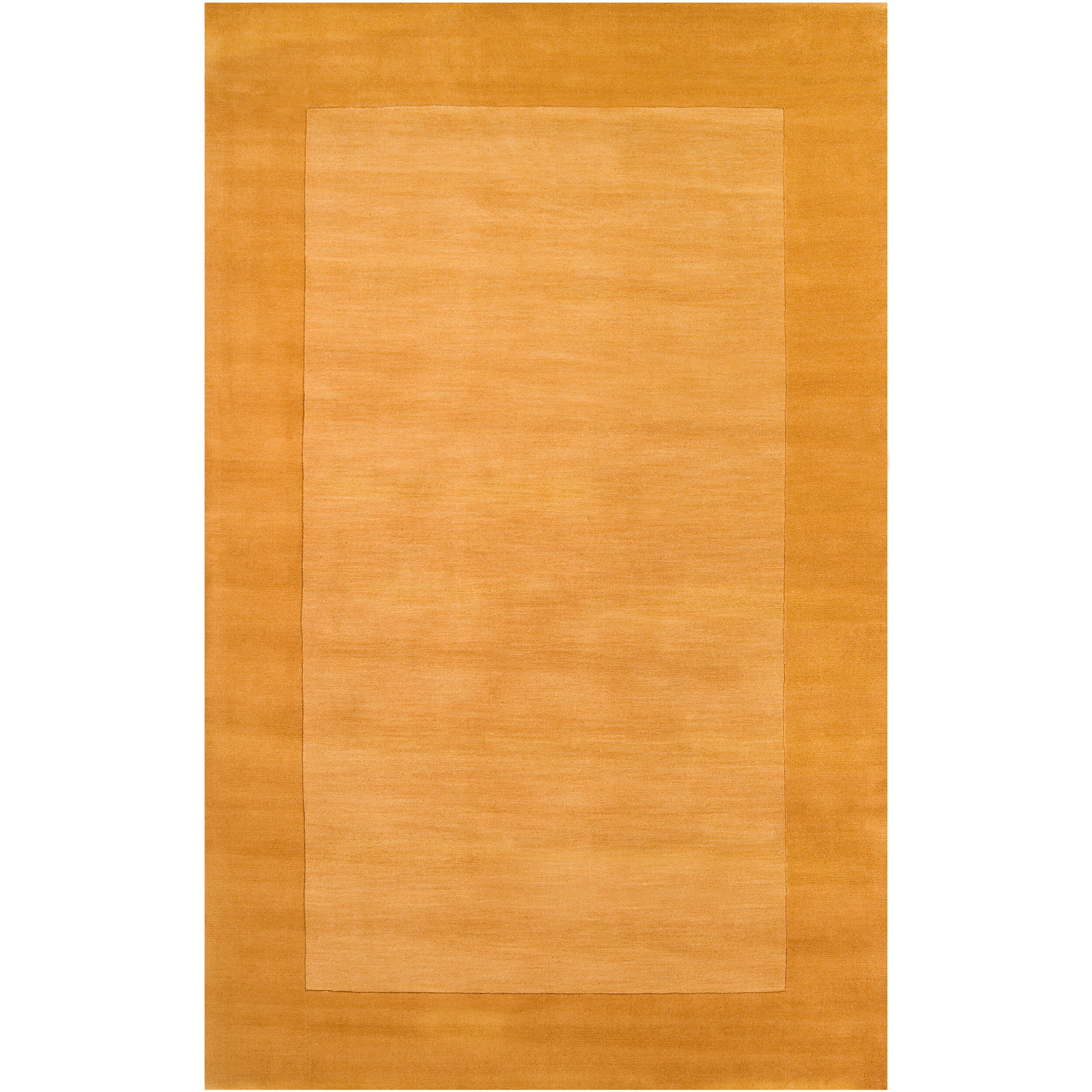 Hand crafted Solid Yellow Tone On Tone Bordered Diss Wool Rug (12 x