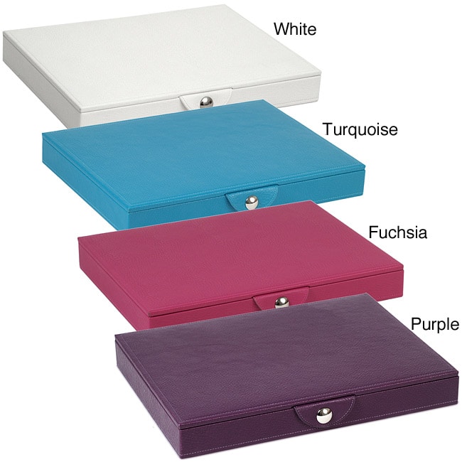 WOLF Large Stackable Fauxleather Jewelry Tray with Lid Free Shipping