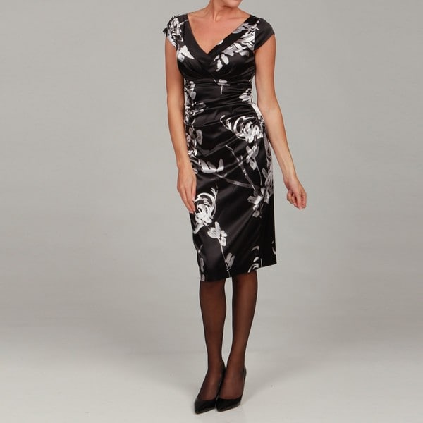 London Times Women's Printed Satin Stretch Sheath Dress London Times Casual Dresses