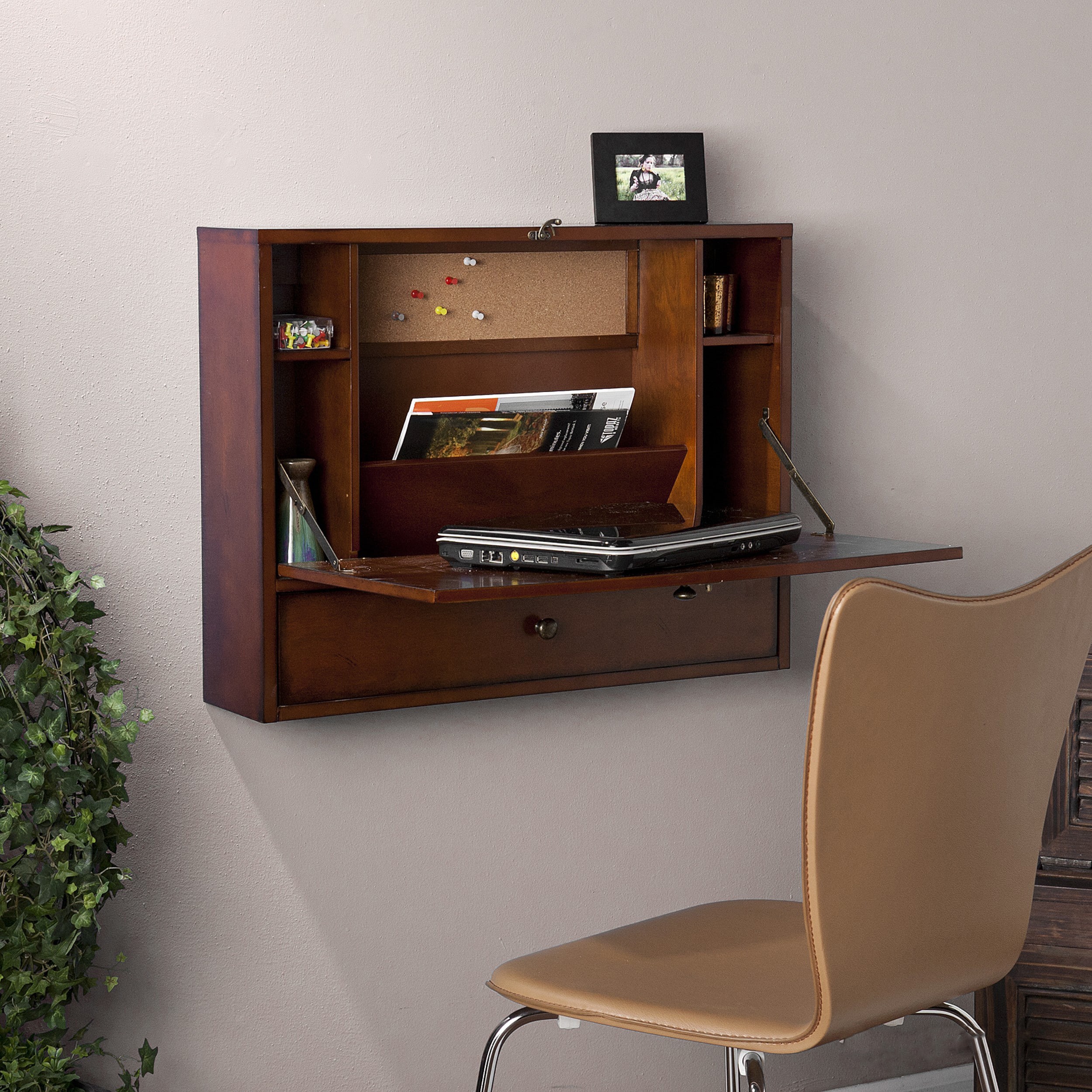 SEI Furniture Arkins Brown Mahogany Wall-mount Laptop Desk