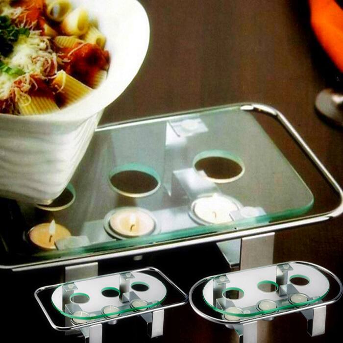 Contemporary Design 3-candle Chafing Dish Food Warmer Plate