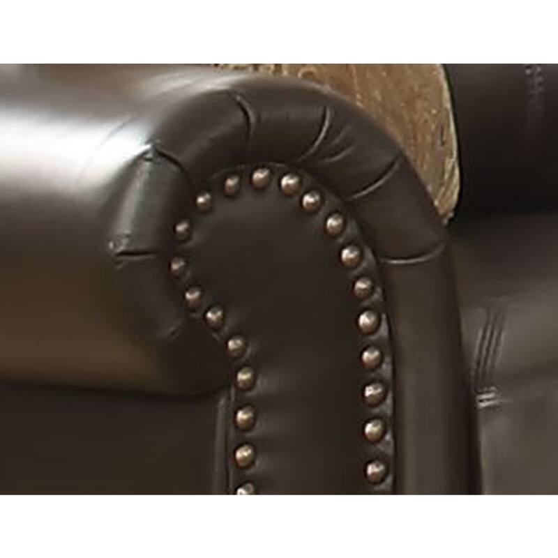 Louis Leather Upholstered 2 Piece Living Room Set
