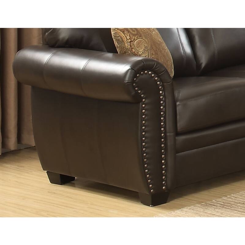 Louis Leather Upholstered 2 Piece Living Room Set