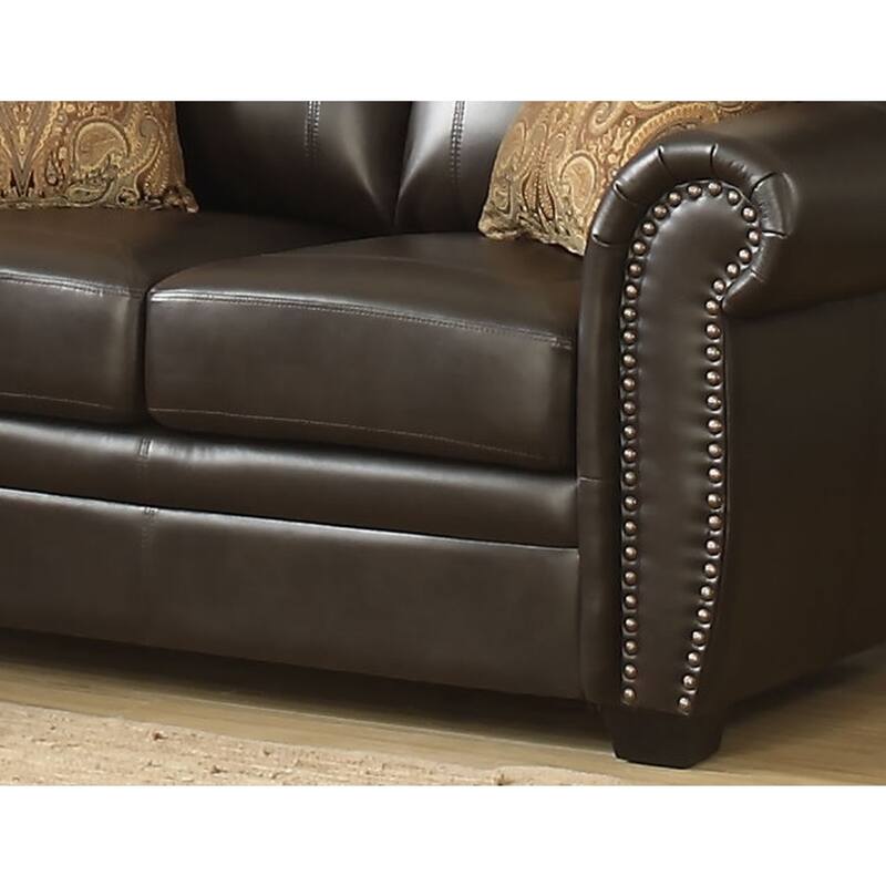 Louis Leather Upholstered 2 Piece Living Room Set