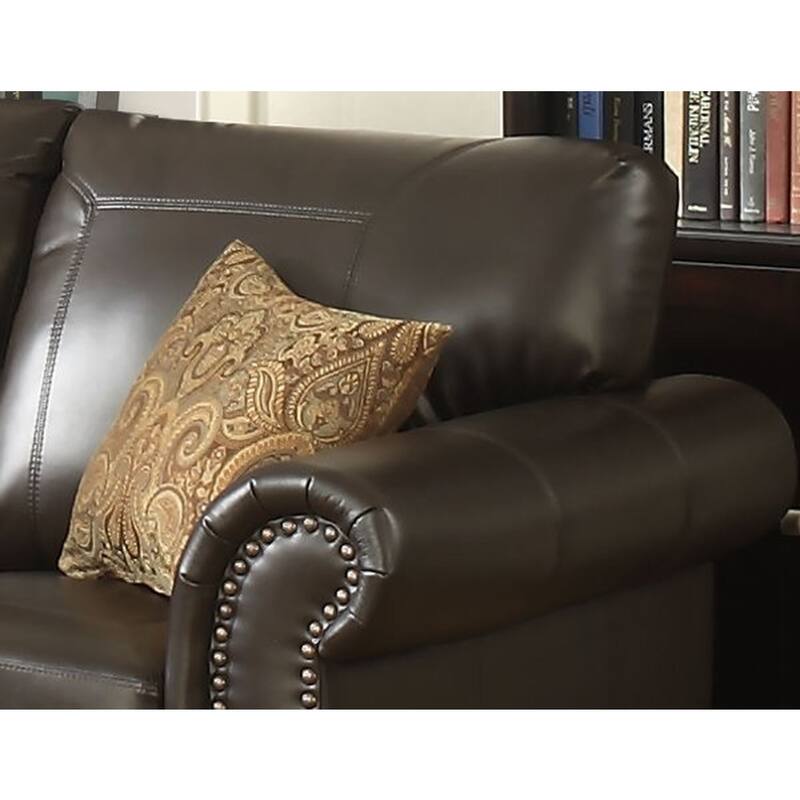 Louis Leather Upholstered 2 Piece Living Room Set