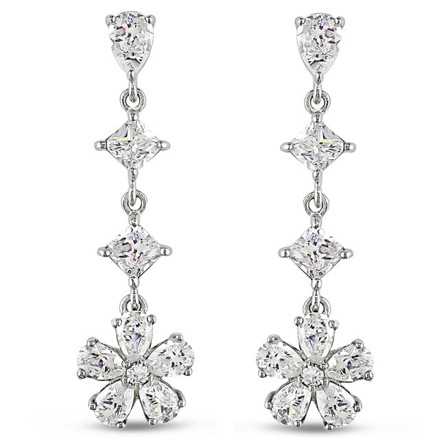 Miadora Sterling Silver Cubic Zirconia Drop Earrings 15 1 3ct Tgw Miadora Sterling Silver Cubic Zirconia Drop Earrings 15 1 3ct Tgw