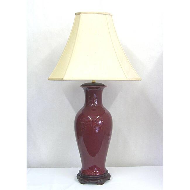 Crown Lighting 1-light Traditional Tall Red Oxblood Fluted Table Lamp