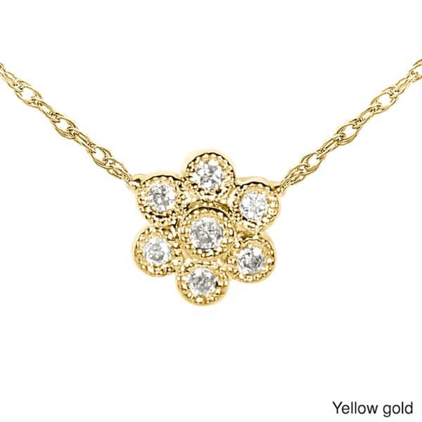 Annello 14k Gold Diamond Accent Floral Necklace Annello Diamond Necklaces