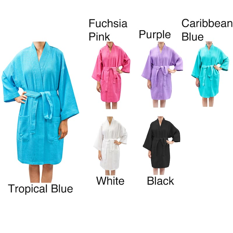 Leisureland Women's Waffle Weave Spa Bathrobe - Fuchsia