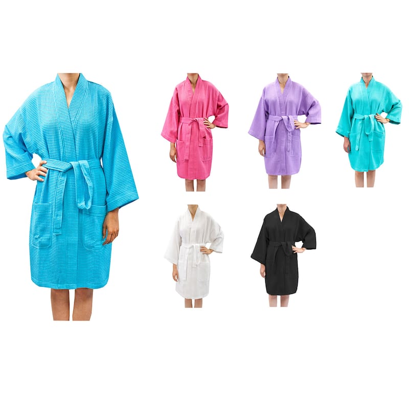 Leisureland Women's Waffle Weave Spa Bathrobe