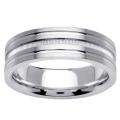 14k White Gold Men's Grooved Wedding Band