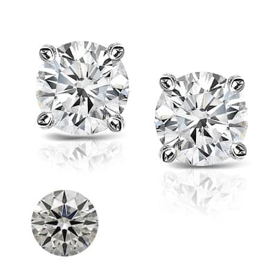 Auriya Platinum 2 carat TW Round Hearts & Arrows Diamond Stud Earrings (H-I, SI1-SI2) - H-I, SI1-SI2