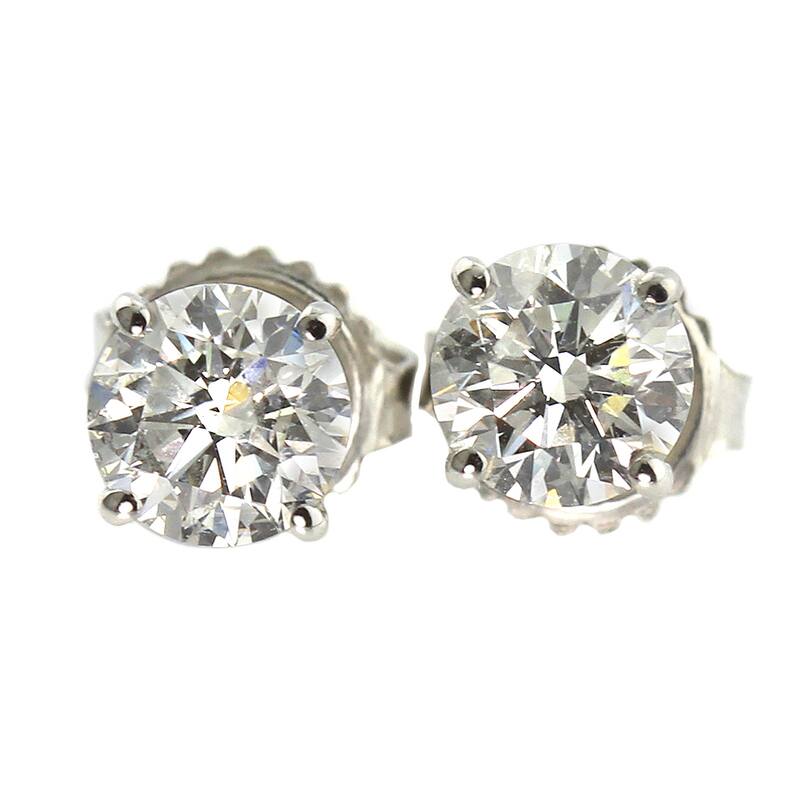 Auriya Platinum 1 1/2ct TDW Round Hearts & Arrows Diamond Stud Earrings by Auriya (J-K, SI1-SI2)