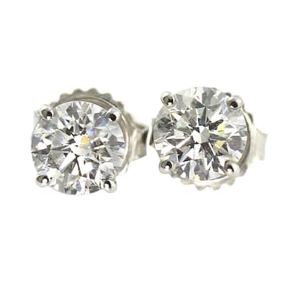 Auriya Platinum 1 1/2ct TDW Round Hearts & Arrows Diamond Stud Earrings by Auriya (J-K, SI1-SI2)