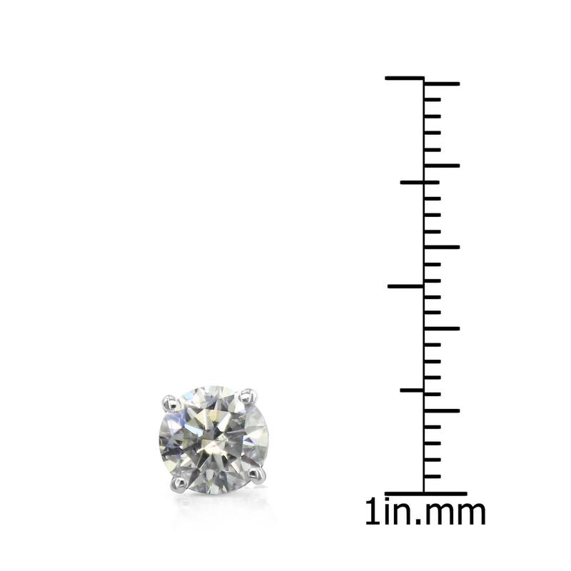 Platinum 1 1/2ct TDW Round Hearts & Arrows Diamond Stud Earrings by Auriya - White (H-I, SI1-SI2)