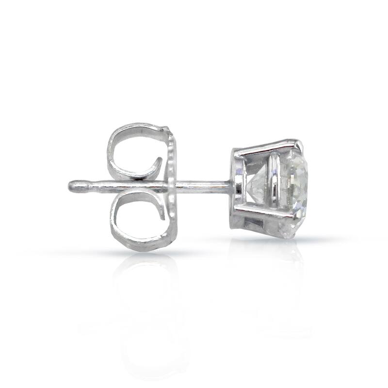 Platinum 1 1/2ct TDW Round Hearts & Arrows Diamond Stud Earrings by Auriya - White (H-I, SI1-SI2)